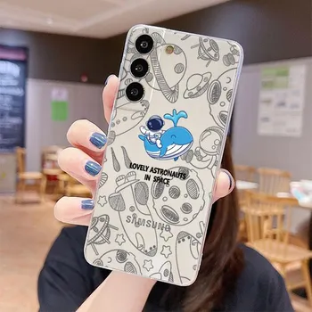 Прозрачный чехол для Samsung Galaxy S22 S20 FE S21 S10 S9 Plus Note 20 Ultra 10 Lite 9 Мягкий чехол для телефона TPU с изображением астронавтов космонавтов Samsung S21 5G