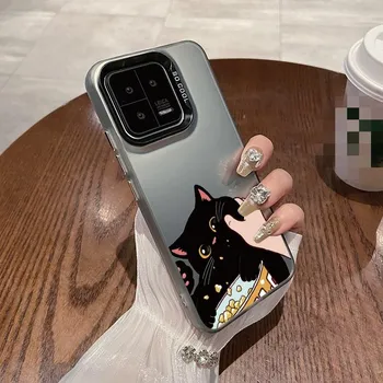 Парный забавный чехол для кота для iPhone 16 Samsung A55 A35 S24 FE Xiaomi Redmi Note 13 Pro 14C A3 Huawei Honor 200 противоударный чехол-бампер для телефона с защитой от царапин Samsung A54 5G