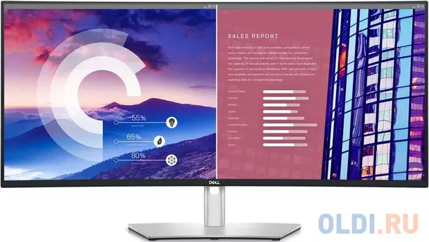 Монитор 38" DELL UltraSharp U3821DW черный IPS 3840x1600 300 cd/m^2 5 ms DisplayPort HDMI LAN USB Type-C