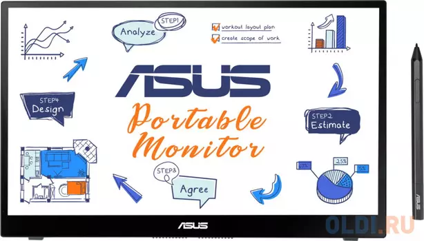 Монитор Asus 14" MB14AHD черный IPS LED 1ms 16:9 HDMI матовая HAS 800:1 400cd 170гр/170гр 1920x1080 FHD USB 3.37кг