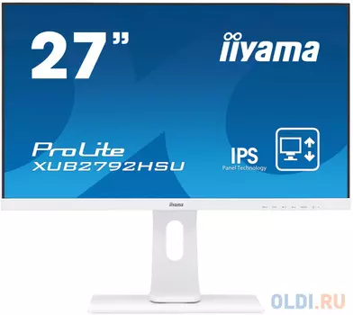 Монитор Iiyama 27" ProLite XUB2792HSU-W1 белый IPS LED 16:9 HDMI M/M матовая HAS Pivot 250cd 178гр/178гр 1920x1080 D-Sub DisplayPort FHD USB 7.1кг