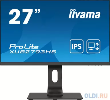 Монитор Iiyama 27" ProLite XUB2793HS-B4 черный IPS LED 4ms 16:9 HDMI M/M матовая HAS Pivot 1000:1 300cd 178гр/178гр 1920x1080 D-Sub DisplayPort FHD USB 6.7кг