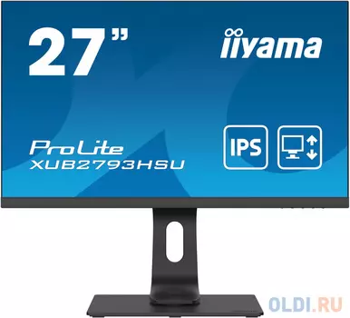 Монитор Iiyama 27" ProLite XUB2793HSU-B4 черный IPS LED 4ms 16:9 HDMI M/M матовая HAS Pivot 1000:1 250cd 178гр/178гр 1920x1080 D-Sub DisplayPort FHD USB 4.2кг