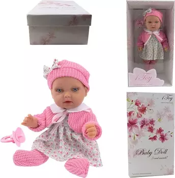 Интерактивный пупс Baby Doll – Premium в платье, вязаном болеро шапке и носочках, 28 см