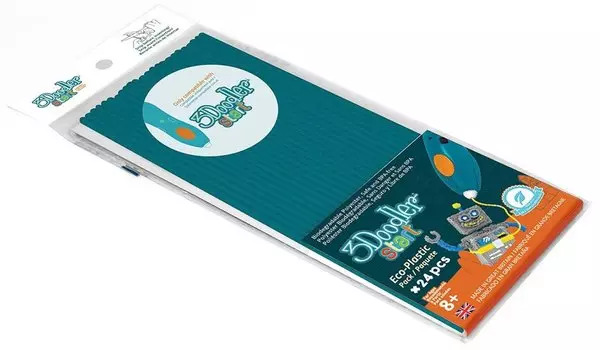 Эко-пластик к 3Д ручке 3Doodler Start, цвет бирюзовый, 24 штуки