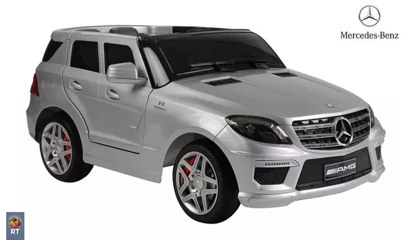 Электромобиль RT ML63 Mercedes-Bens AMG, silver с резиновыми колесами