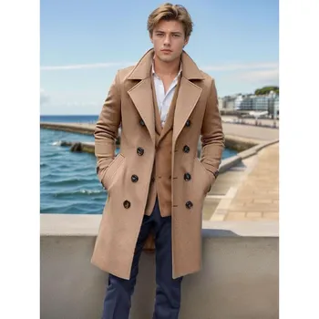Independent Station Woolen Coat Мужское шерстяное пальто средней и длинной длины S