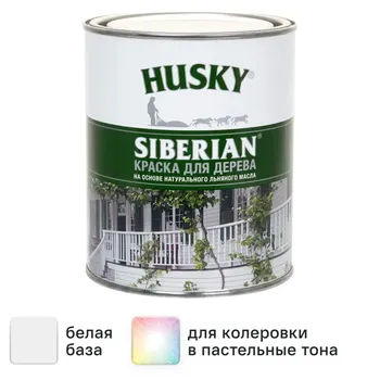 Краска для дерева Husky Siberian моющаяся полуматовая цвет белый 0.9 л