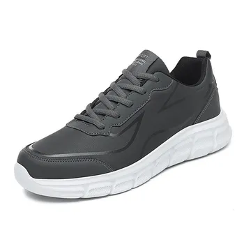 Men s Running Shoes, Spring and Autumn Low Cut Leather Surface, Lightweight Sports Shoes, Brisk Walking, Slow Running, and Casual Shoes 48 чёрный