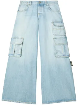 Off-White широкие джинсы карго, синий