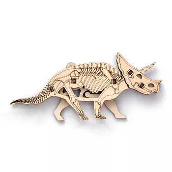 DROVO Деревянный конструктор 3D пазл Трицератопс БРОН 1.0