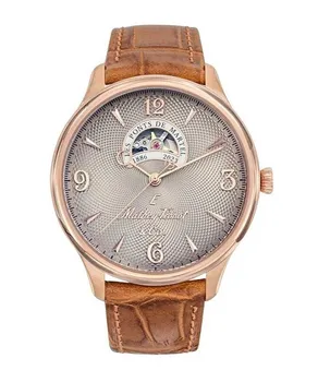 Автоматические мужские часы Mathey-Tissot Edmond Limited Edition с кожаным ремешком и открытым сердечком кремового циферблата MC1886CI кремовый
