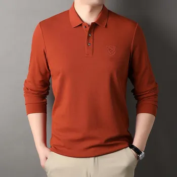 Lapel Long-sleeved T-shirt Casual Daddy Middle-aged and Elderly Men s POLO Shirt M