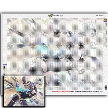 5D DIY Алмазная вышивка Genshin Игровой персонаж Алмазная картина Мозаика Украшение дома Full Round 20X30CM