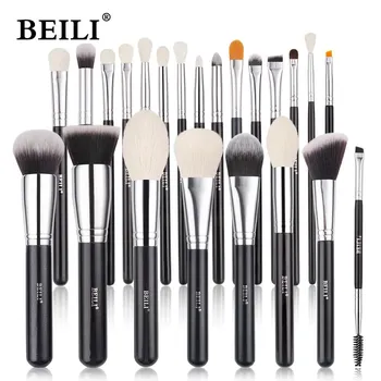 BEILI Professional 22/23 шт. набор кистей для макияжа из натуральной козьей шерсти, пудра, основа, тени для век, кисть для макияжа
