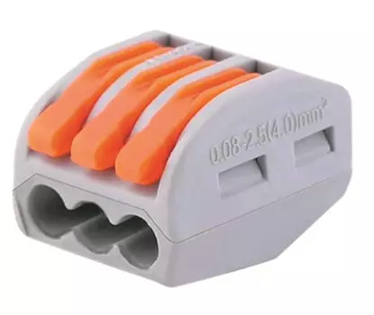 Клемма TOKOV ELECTRIC TKE-PCT-213/BL5 строительно-монтажная PCT-213 с рычагом 3 отверстия (блист.5шт)