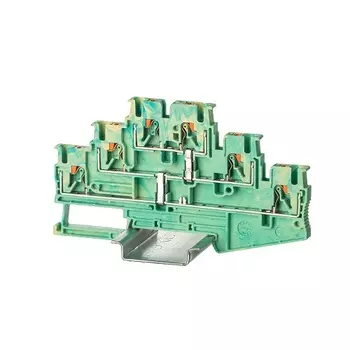 Клемма заземления DKC VPR-2.5-3L-PE-YG трехуровневая, зажим push-in, 6 точек подключения, 2.5 кв.мм, "Nuputuk"