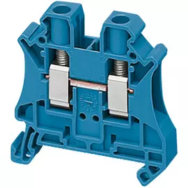 Клеммник Schneider Electric NSYTRR102BL пружинный проходной 10 мм.кв. 2тчк. синий
