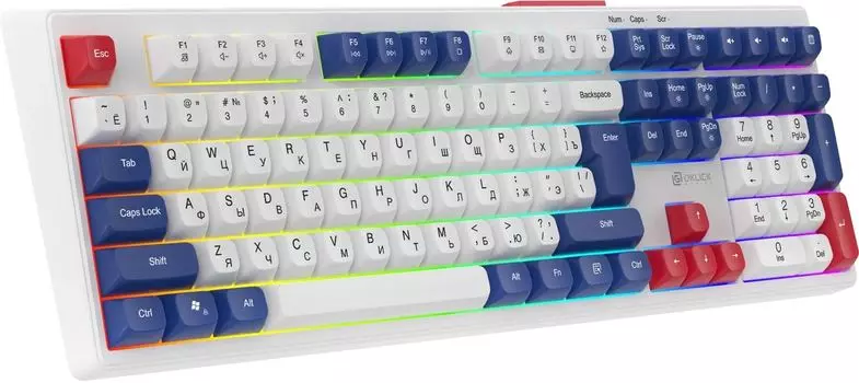 Клавиатура Oklick 725G 2070294 белая/красная USB Multimedia for gamer LED