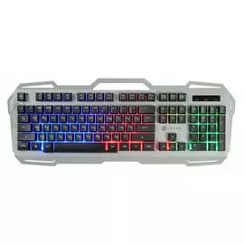 Клавиатура Oklick 747G frozen серый/черный usb multimedia for gamer led