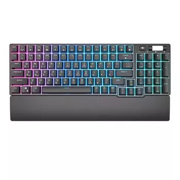 Клавиатура Royal Kludge RK96 подключение: BT, радиоканал 2,4 ГГц, провод, 96 клавиши, RGB подсветка, USB хаб, RK Brown, 3750 mAh, чёрная