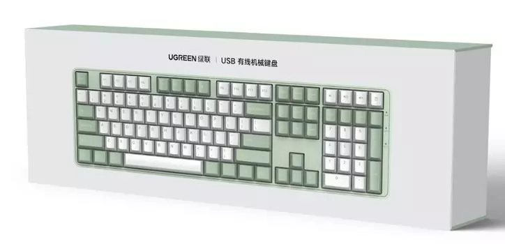 Клавиатура UGREEN KU103 55817_ USB Wired Mechanical Keyboard RU. длина кабеля: 1,6м. цвет: зеленый