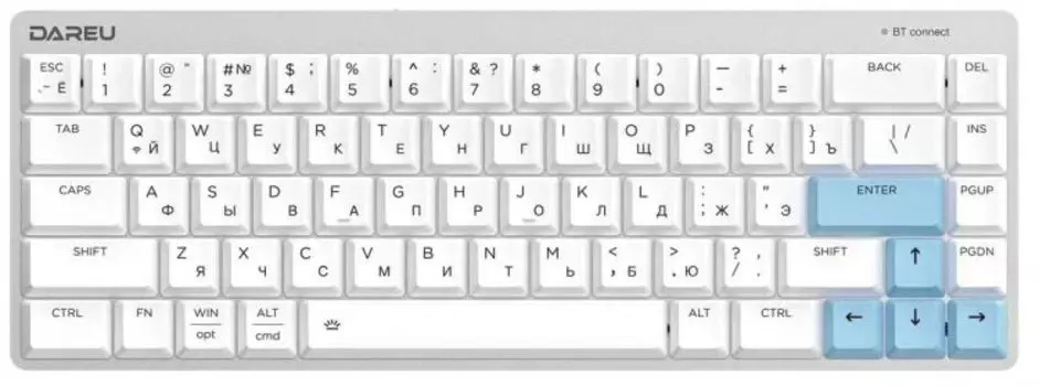 Клавиатура Wireless Dareu EK868 White-Blue_Red switch white-blue , подключение: проводное+BT, свитчи: ультратонкие Kailh-Dareu Red (linear)