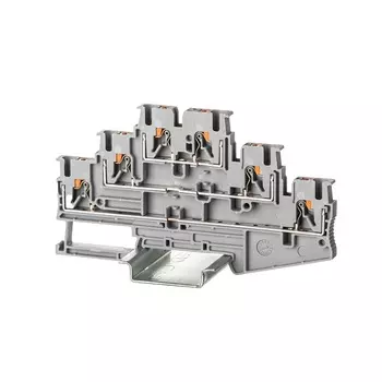 Клемма DKC VPR-2.5-3L-GY трехуровневая, зажим push-in, 6 точек подключения, 2.5 кв.мм, серая, "Nuput