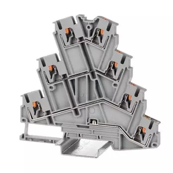 Клемма DKC VPR-2.5-PE-3L многоуровневая для подключения электродвигателя, зажим push-in, 7 точек подключения, 2.5 кв.мм, серая, "Nuputuk"