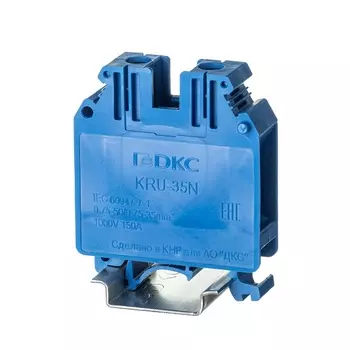 Клемма проходная DKC KRU-35N-BU винтовой зажим, 2 точки подключения, 35 кв.мм, синяя, "Nuputuk"
