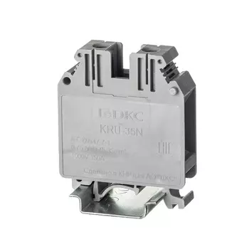 Клемма проходная DKC KRU-35N винтовой зажим, 2 точки подключения, 35 кв.мм, серая, "Nuputuk"