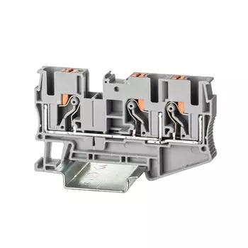 Клемма проходная DKC VPR-6-TWIN-GY зажим push-in, 3 точки подключения, 6 кв.мм, серая, "Nuputuk"