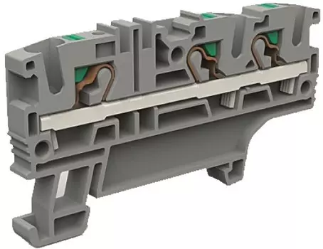 Клемма проходная DKC ZEFC410GR 3 точки подключения на 4 кв.мм, "Quadro" (уп/110 шт)