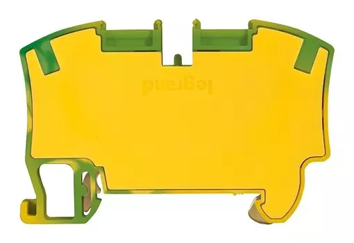 Клемма пружинная Legrand 037273 Viking 3 - заземляющая, однополюсная, 2 проводника, шаг 10 мм, желто-зеленый