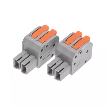 Клемма Rexant 07-5262-5 СМК 222-422R проходная разъемная 2 полюса серая 0,2-2,5/4мм? (блистер 5 шт/уп)