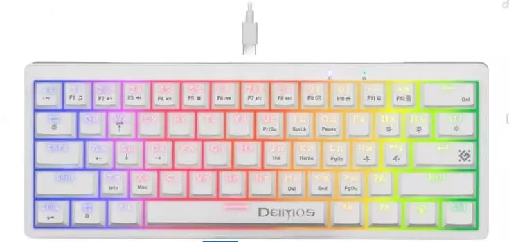 Клавиатура проводная Defender Deimos GK-303 RU RGB, 61 кнопка, корич.свитчи, белый