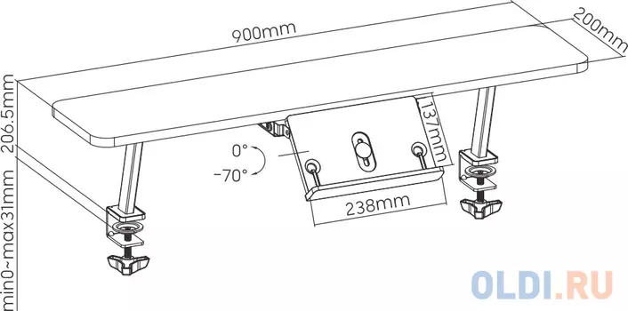 Полка Cactus CS-KD15-PK для столов 90x21.4x29.5см розовый