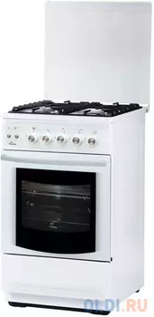 Плита Газовая Flama FG 2428 W белый (стеклянная крышка) реш.чугун