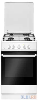 Плита Газовая Hansa FCGW51099 белый/черный (металлическая крышка) реш.эмалированная сталь