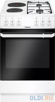 Плита Комбинированная Hansa FCMW54009 белый/черный (без крышки) реш.эмаль