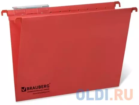Подвесные папки картонные BRAUBERG(Италия), комплект 10 шт., 370х245 мм, 80 л., Foolscap, красные, 230 г/м2, табуляторы, 231796