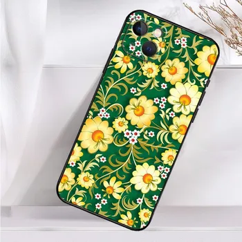 Чехол для телефона с русским узором «Хохлома» для iPhone 16 15 14 13 12 11 Pro Max Mini X XR XS Max 7 8 Plus, задняя крышка iPhone 13 Pro