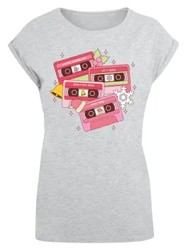 Футболка F4NT4STIC Extended Shoulder T-Shirt Weihnachten Retro Song Tapes Pink, пятнистый серый