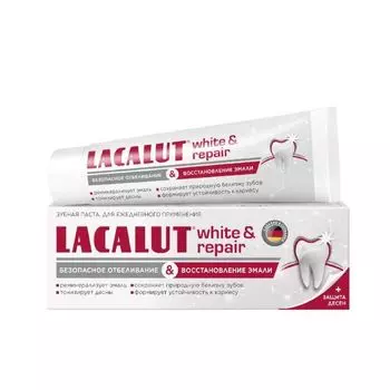Паста зубная безопасное отбеливание и восстановление эмали White&Repair Lacalut/Лакалют 65г