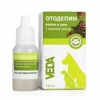 Veda Отодепин Капли в уши зоогигиеническое защитное с маслом сосны фл. 10мл
