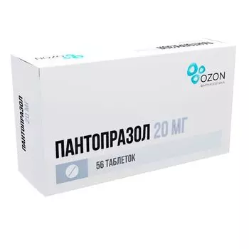 Пантопразол таблетки кишечнораств. п/о 20мг 56шт