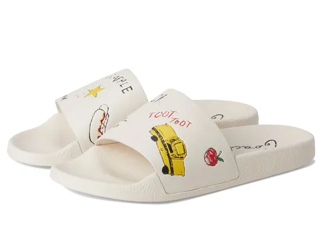 Сандалии COACH Udele Sport Slide with Sketch Print, цвет Chalk
