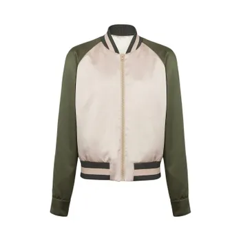 Бомбер Balmain Signature Satin Bomber, цвет Ivory/Khaki