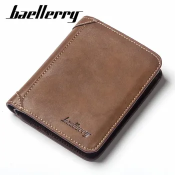 Baellerry Модные мужские кожаные короткие кошельки Классический дизайн Визитница Кошелек 9.7cm*11.7cm*1.5cm чёрный