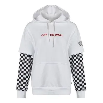 Толстовка logo embroidered checkerboard print hoodies 'white black' Vans, белый
